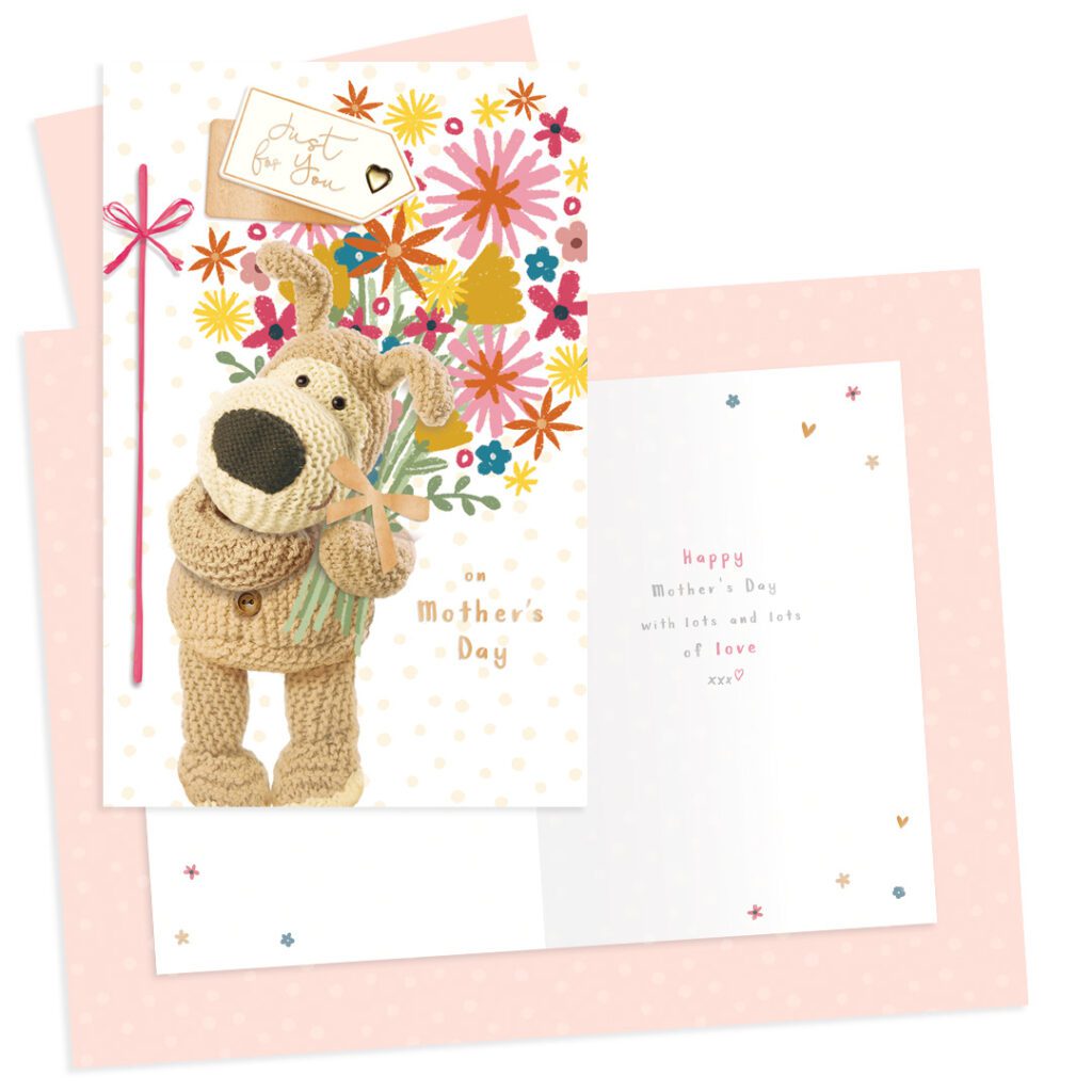 Boofle Mother's Day card. Inside and outside of card